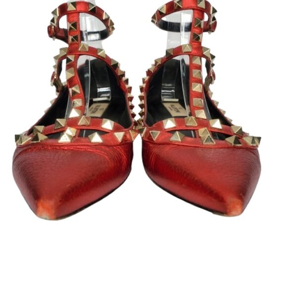 Valentino Garavani Rockstud Caged Pointed Toe Ballet Flats - Picture 3 of 10